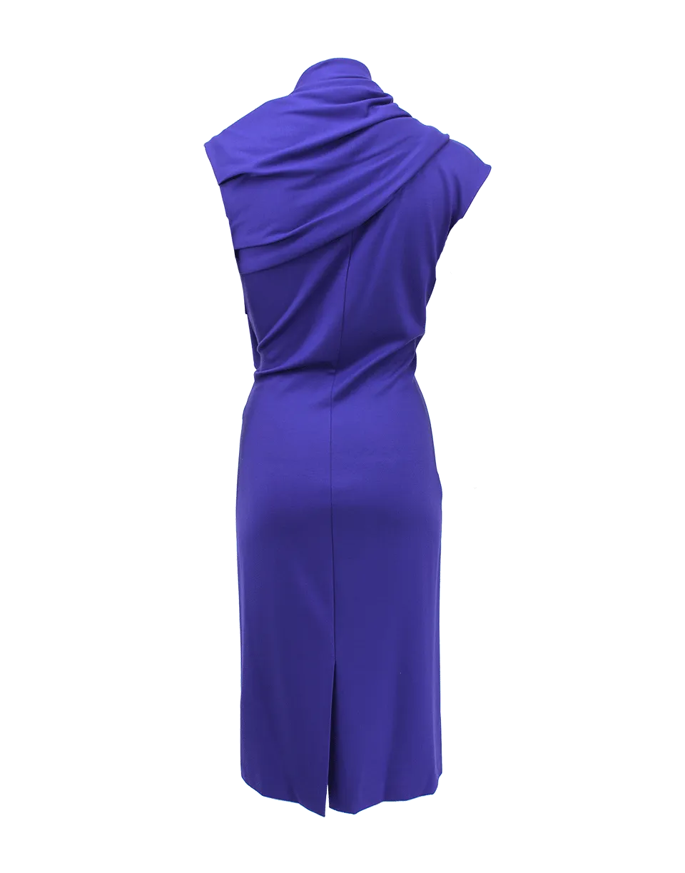 Asymmetrical Drape Slim Dress