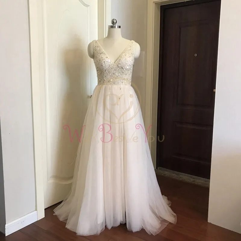 Beading Prom cocktail  Dresses 2023 Plus Size Pink High Split Tulle Sweep Train Sleeveless Evening Gown A-line Lace Up Backless Vestido De