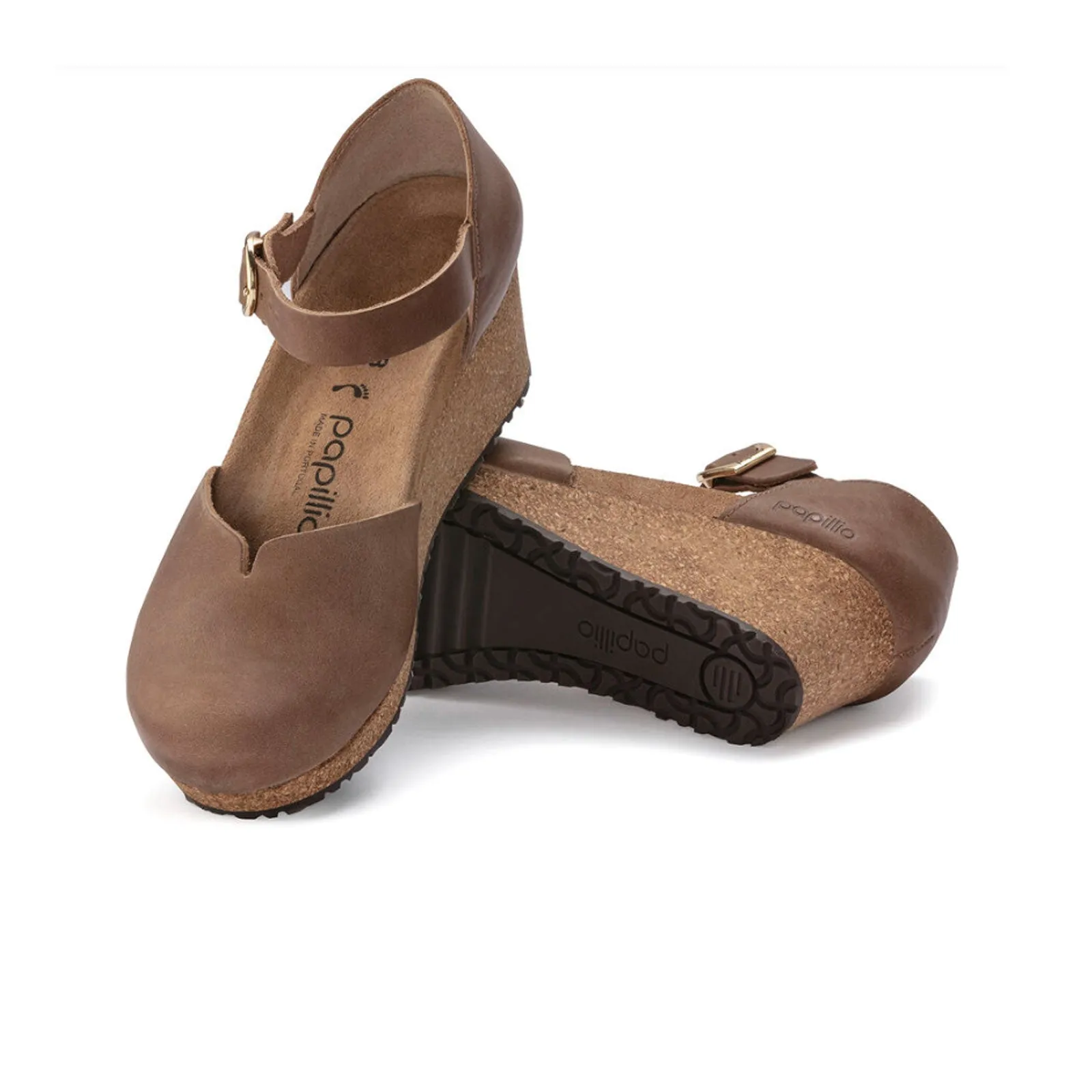 Birkenstock Mary Ring-Buckle Narrow Wedge Sandal (Women) - Cognac Oiled Leather