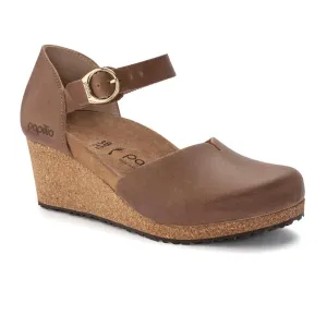 Birkenstock Mary Ring-Buckle Narrow Wedge Sandal (Women) - Cognac Oiled Leather