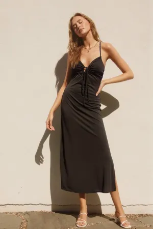 Black Tie Front Cutout Dress