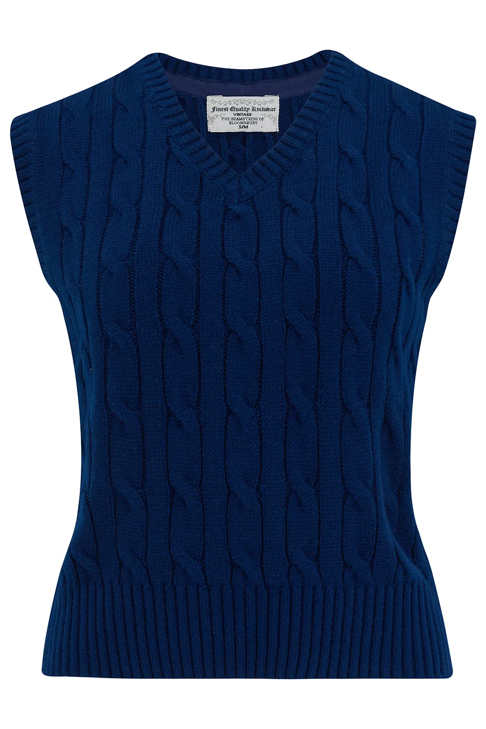 Cable Knit Slipover in French Navy, Stunning 1940s True Vintage Style