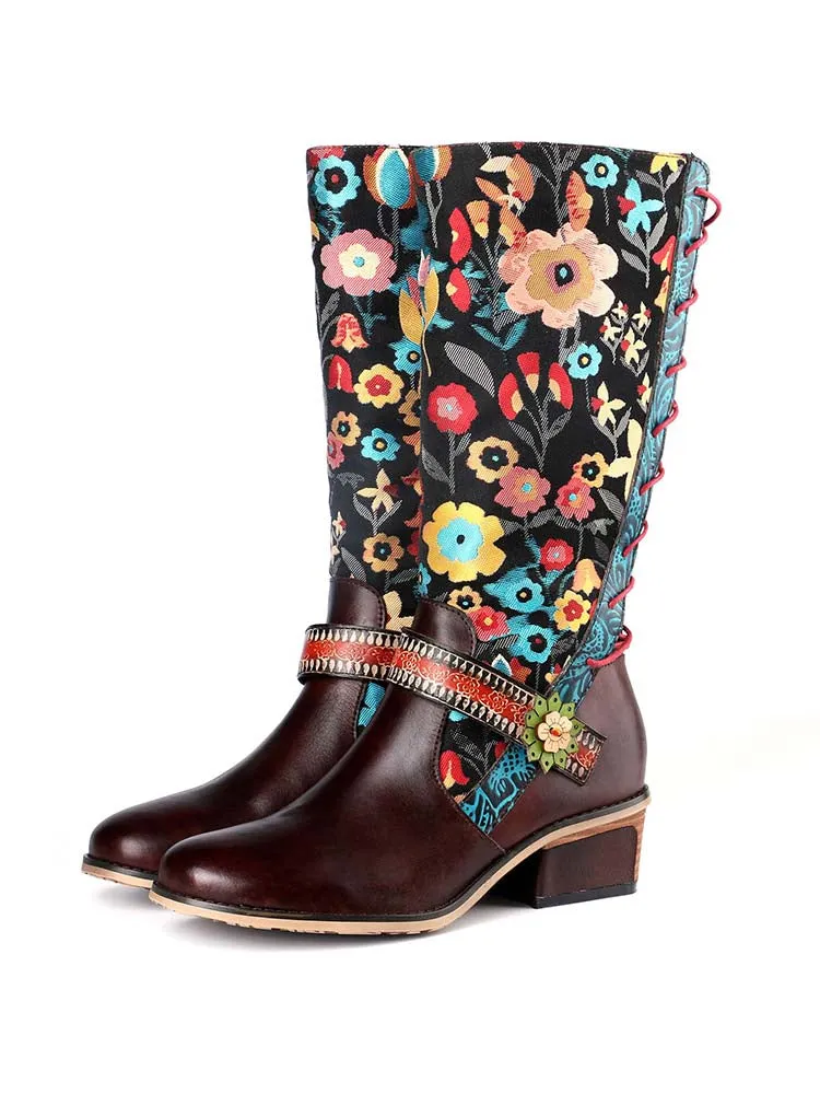 Casual Retro Leather Boots High Tube Boots