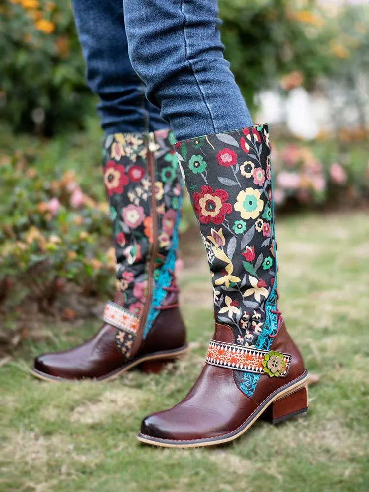 Casual Retro Leather Boots High Tube Boots
