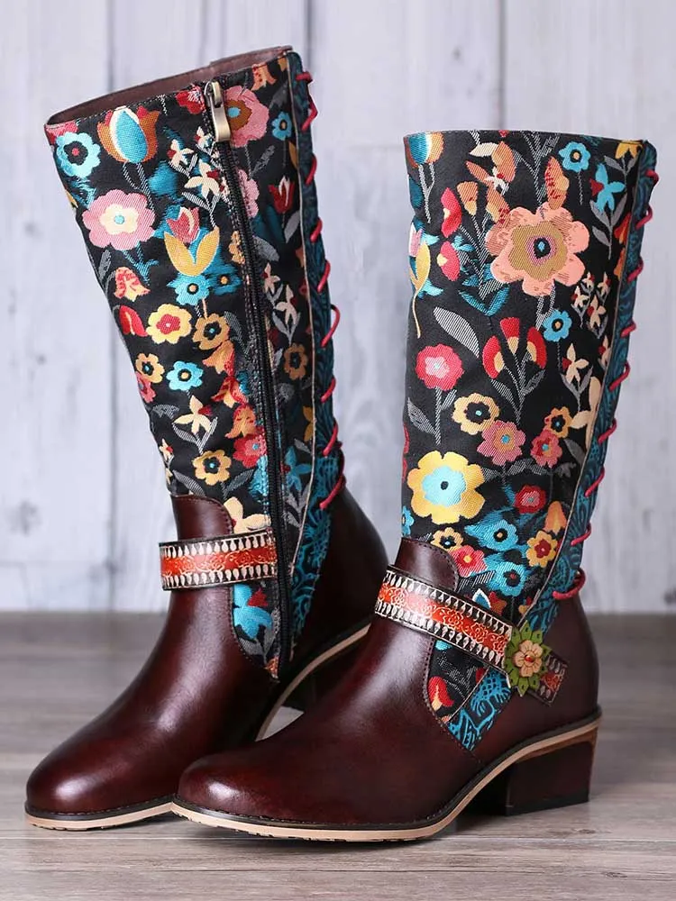 Casual Retro Leather Boots High Tube Boots