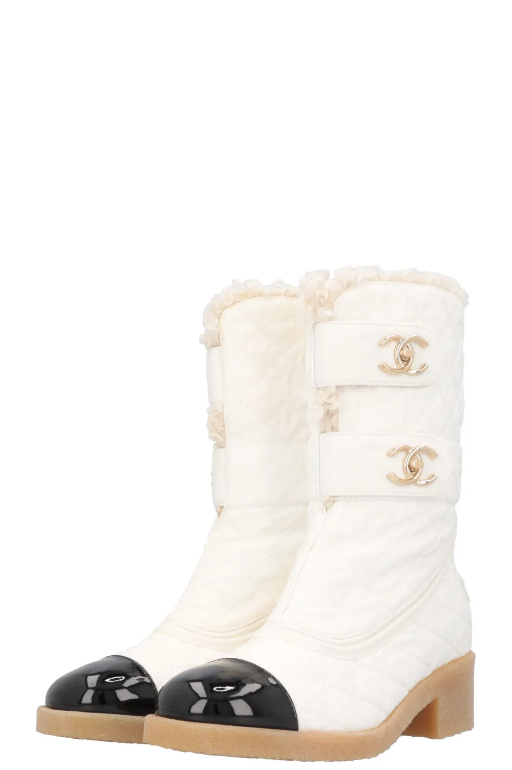CHANEL Turnlock Boots Nylon White
