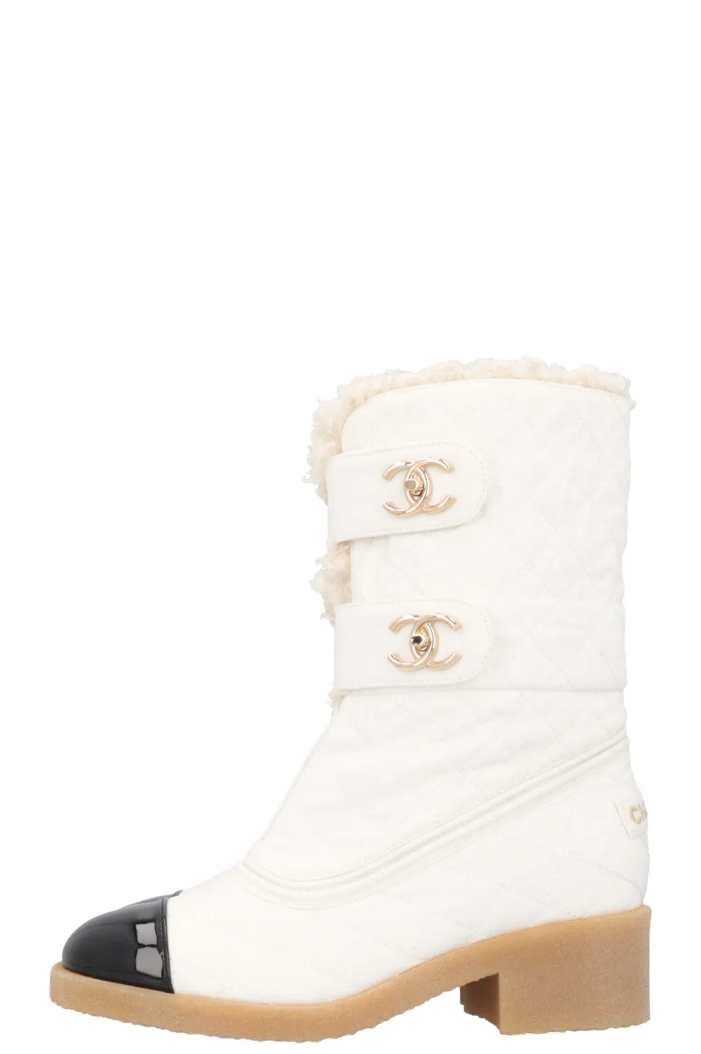 CHANEL Turnlock Boots Nylon White