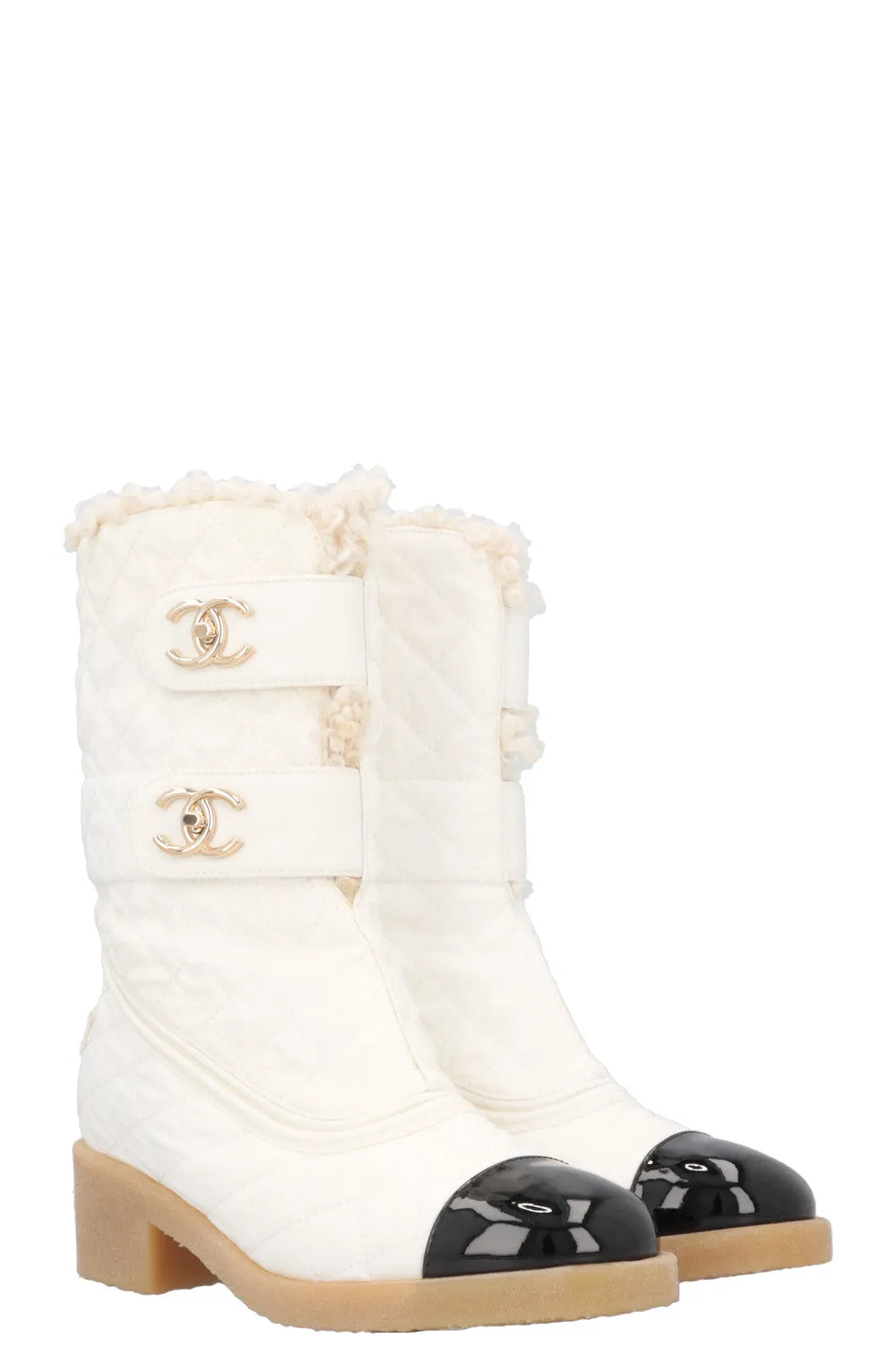 CHANEL Turnlock Boots Nylon White