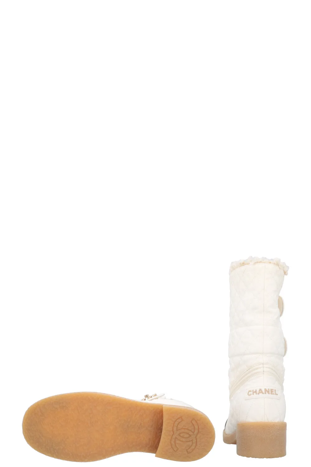 CHANEL Turnlock Boots Nylon White