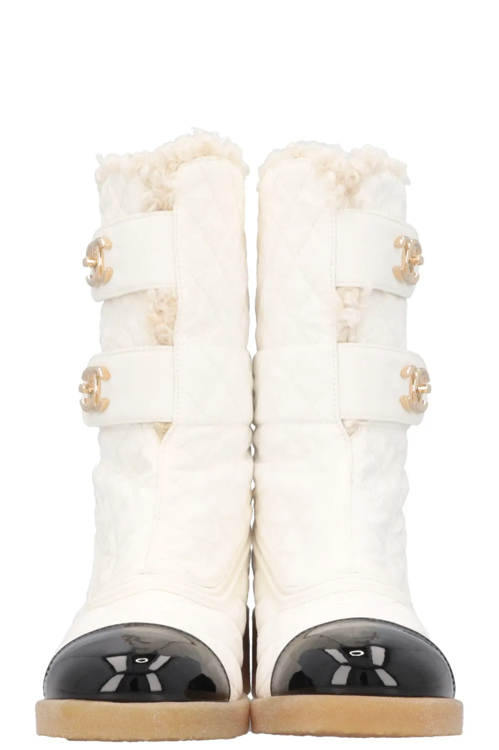 CHANEL Turnlock Boots Nylon White
