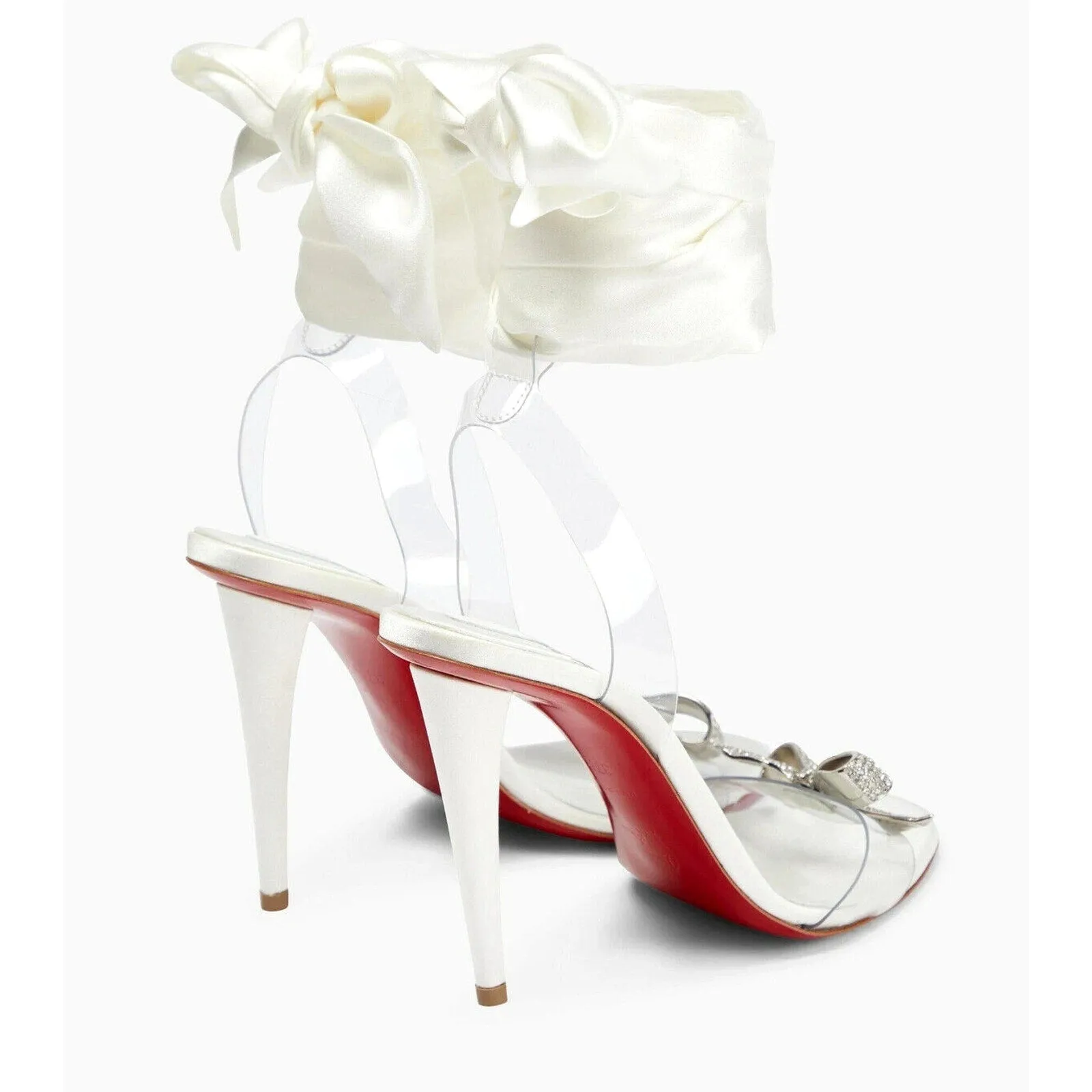 Christian Louboutin Astrinodo embellished PVC Ankle Tie Sandals White