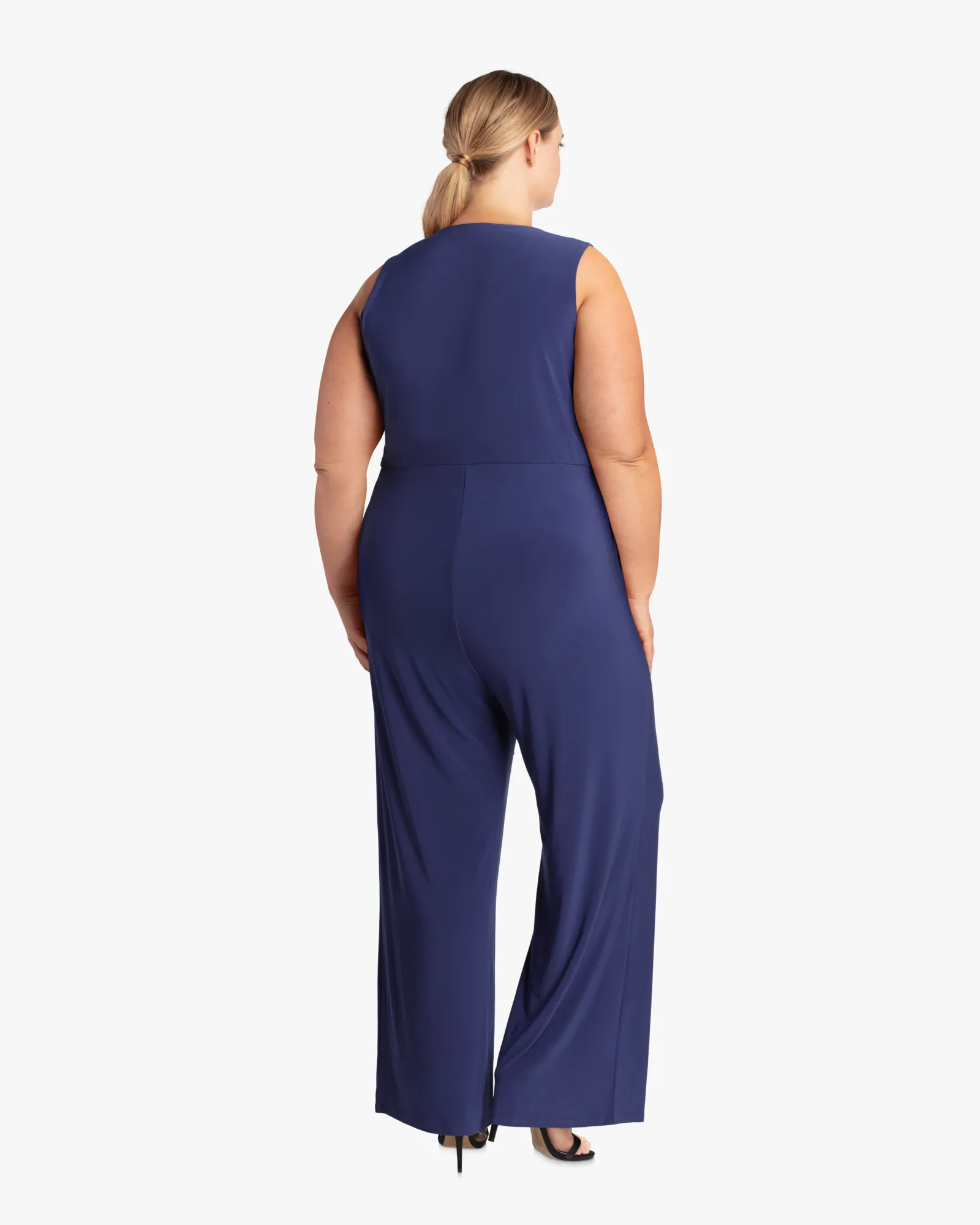 Detroit Faux Wrap Knit Jumpsuit  | Navy / Navy