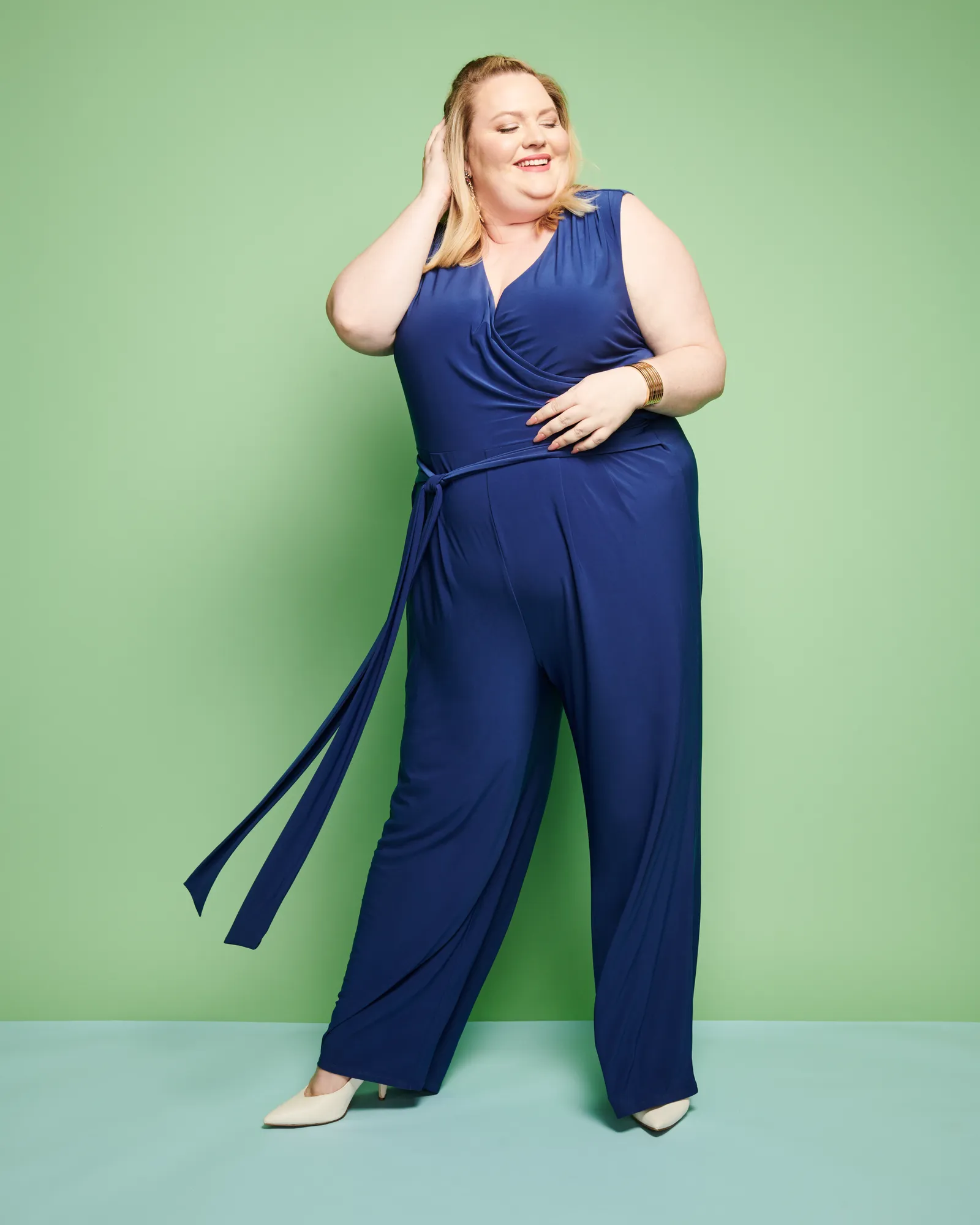 Detroit Faux Wrap Knit Jumpsuit  | Navy / Navy