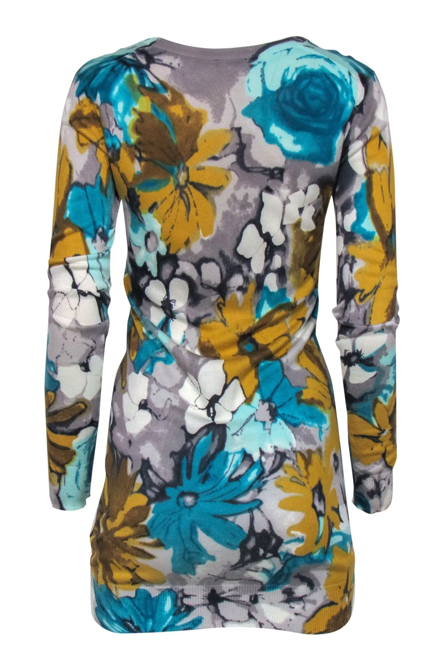 Dolce & Gabbana - Blue & Yellow Floral Knit Bodycon Dress Sz S