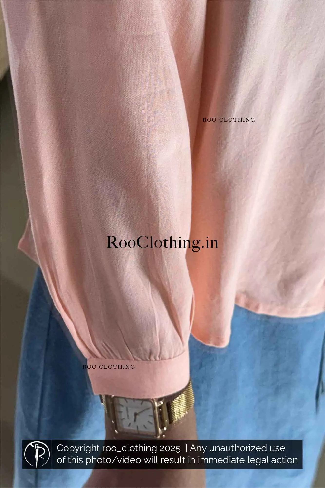 Full Sleeve Blush Peach-Pink Ombre Lightweight Tie-Dyed Loose Fit Women's Shirt