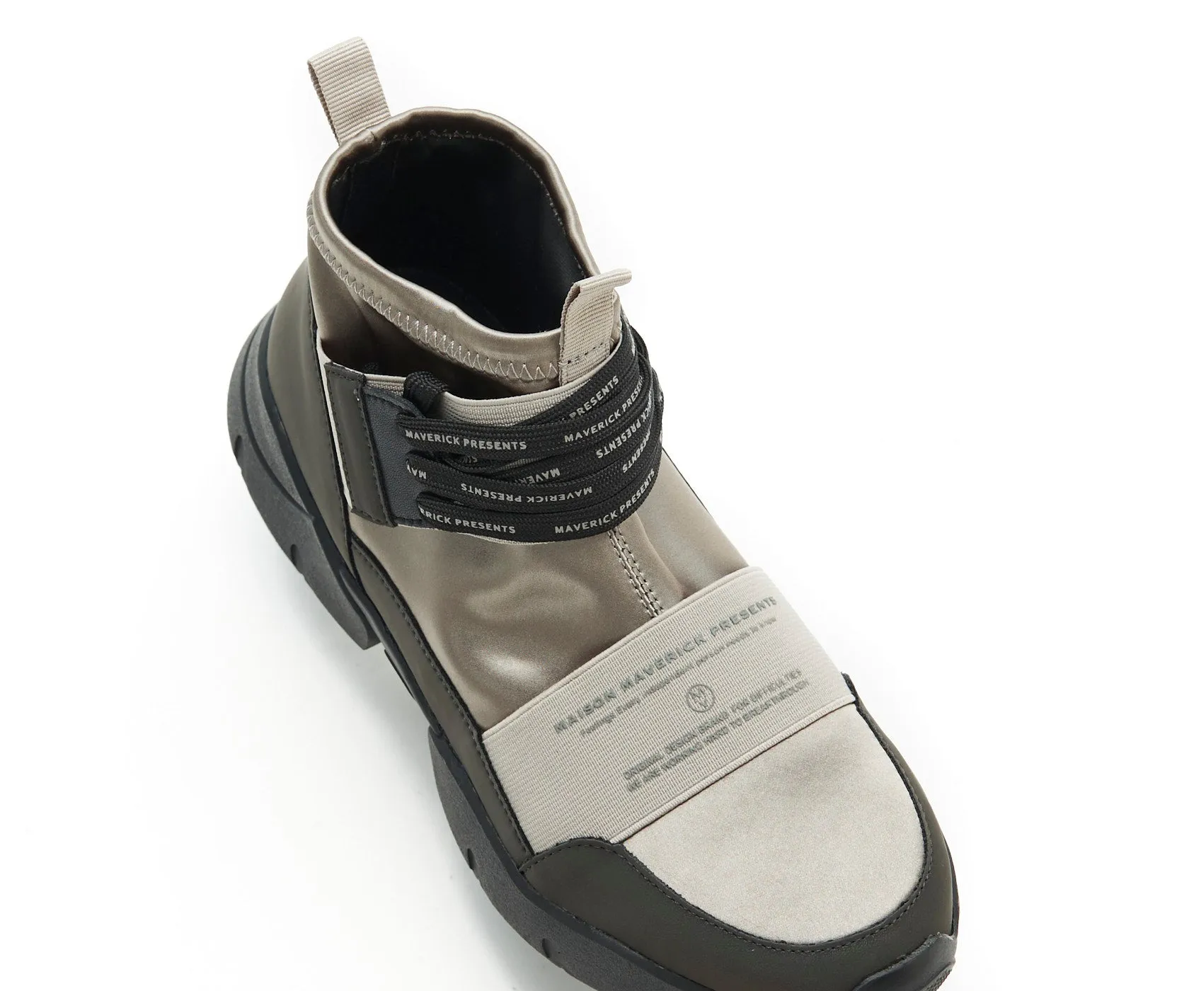Futuristic High-Cut Sneakers - Khaki