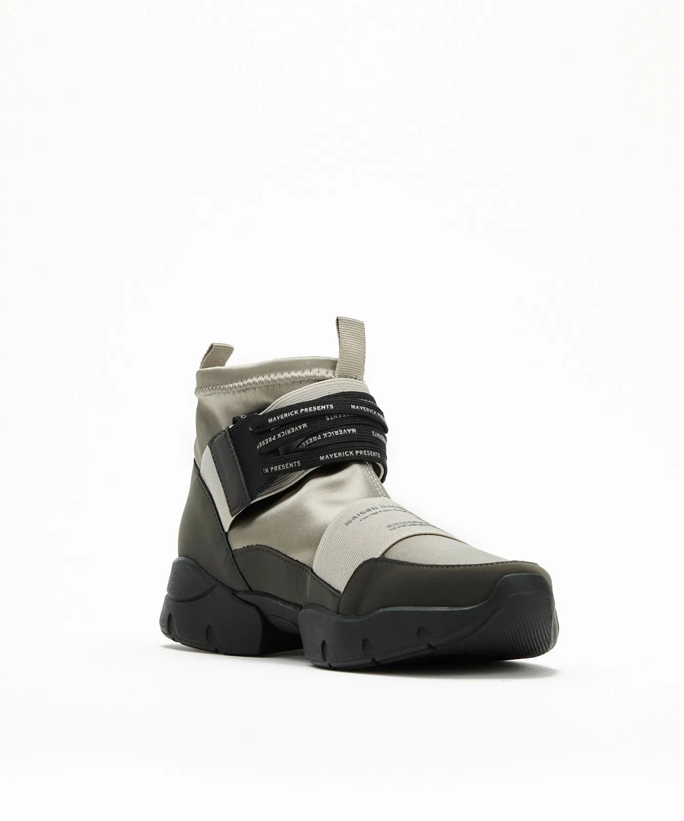 Futuristic High-Cut Sneakers - Khaki