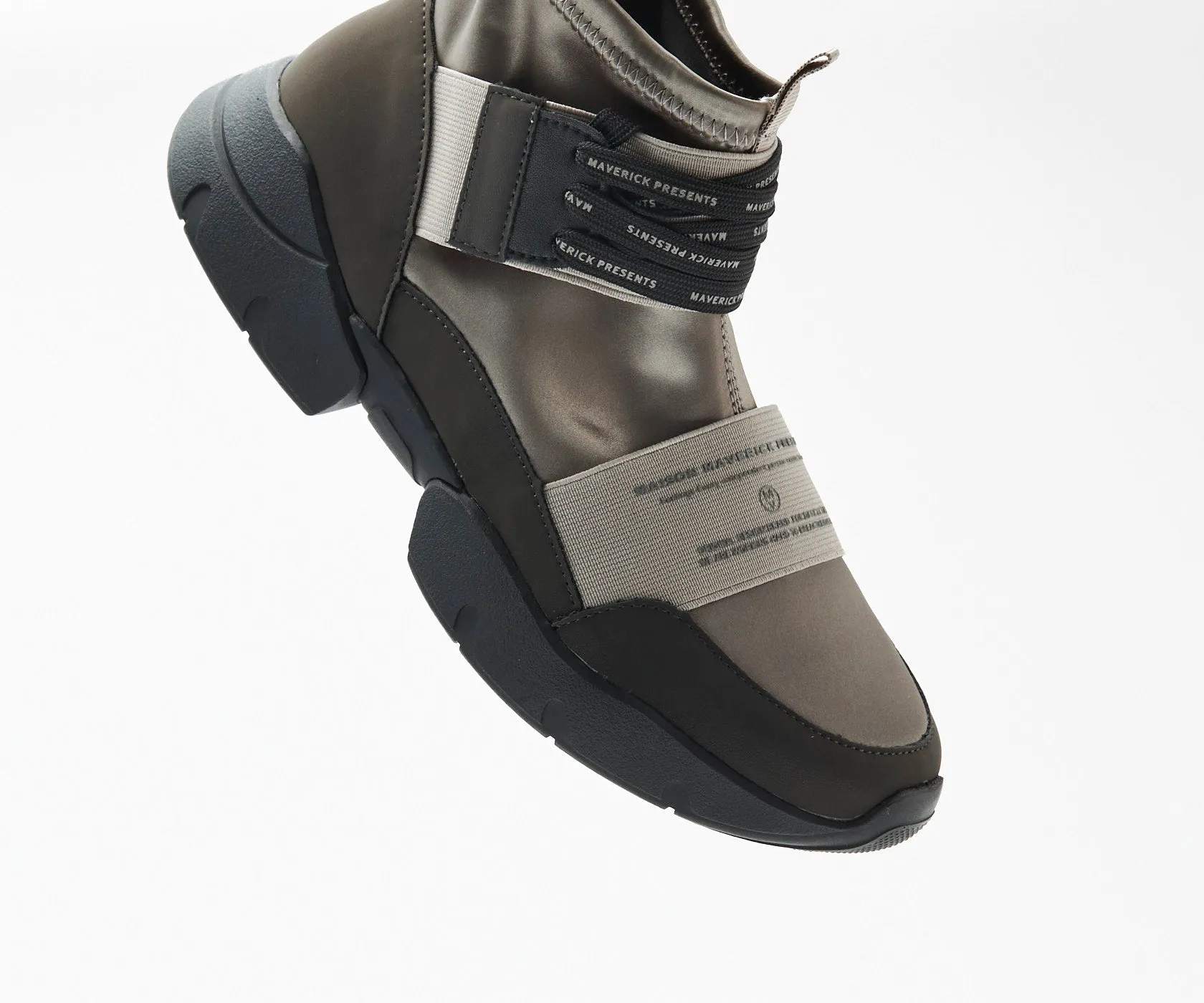 Futuristic High-Cut Sneakers - Khaki