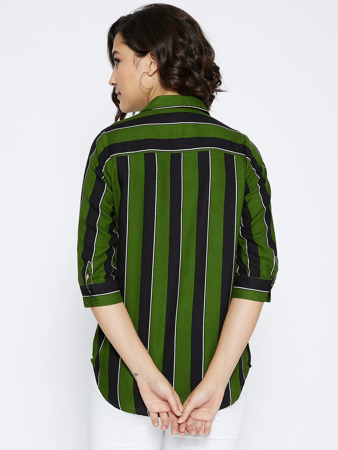 Green Striped Slim Fit shirt