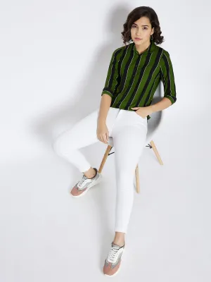 Green Striped Slim Fit shirt