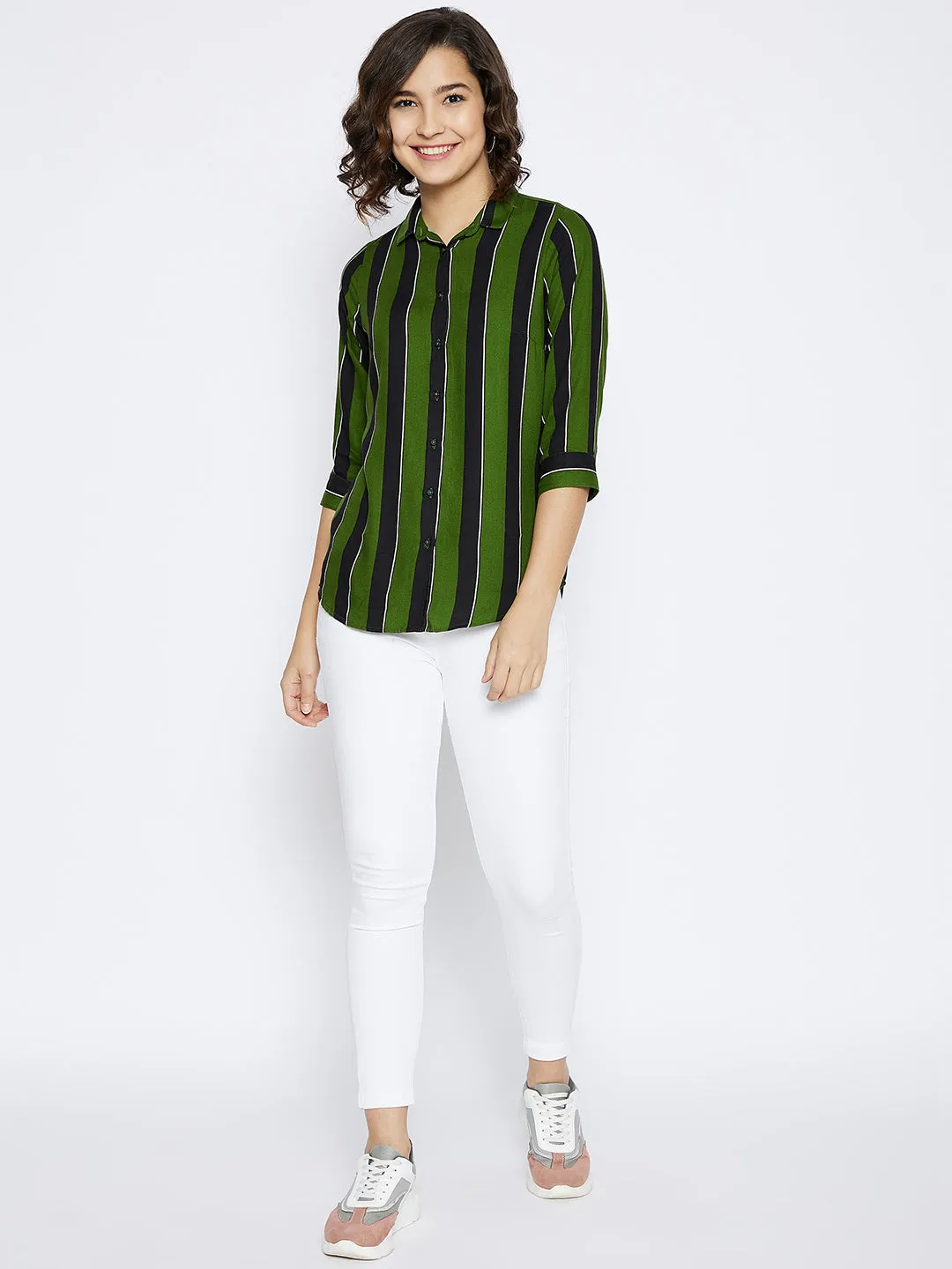 Green Striped Slim Fit shirt
