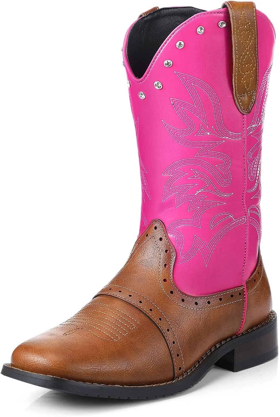 Kids Cowboy Boots Western Square Toe Boots for Boys and Girls Cowgirl Halloween Costume for Little and Big Kid