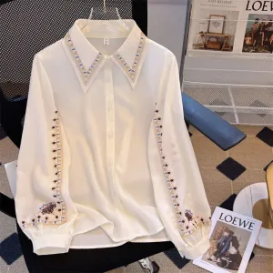 Lady Glams 2024 Embroidered Women’s Blouses - Casual Style for Work Wear