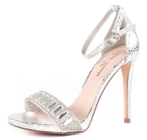Lauren Lorraine Ari Silver RhineStone Two Piece Ankle Strap Formal Dress Sandals