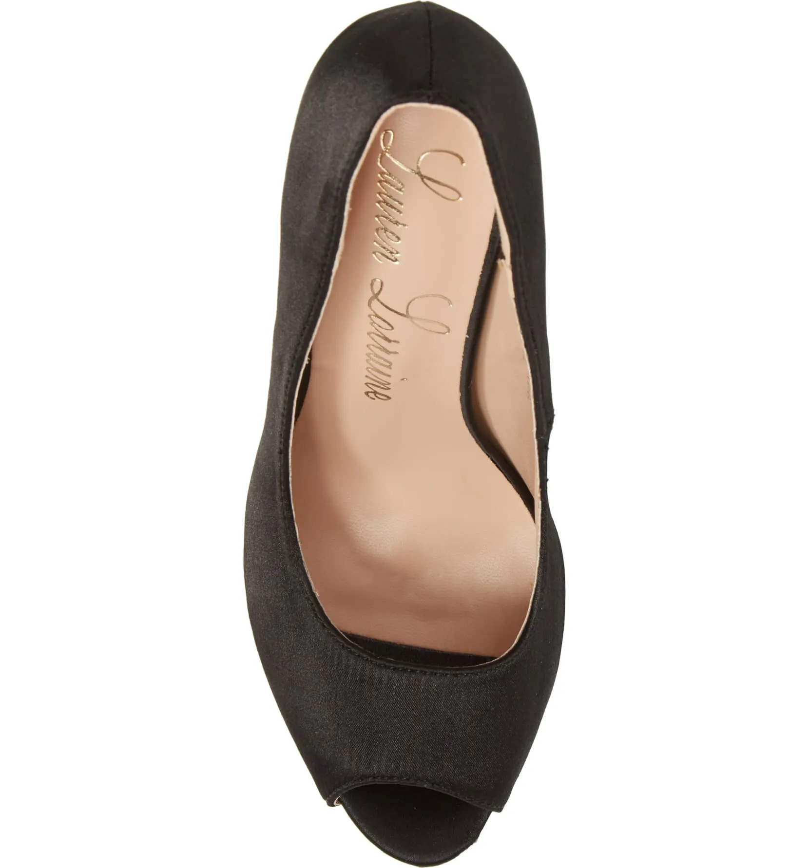 Lauren Lorraine Black Peep-Toe Platform Pump Super High Heel Formal Pumps