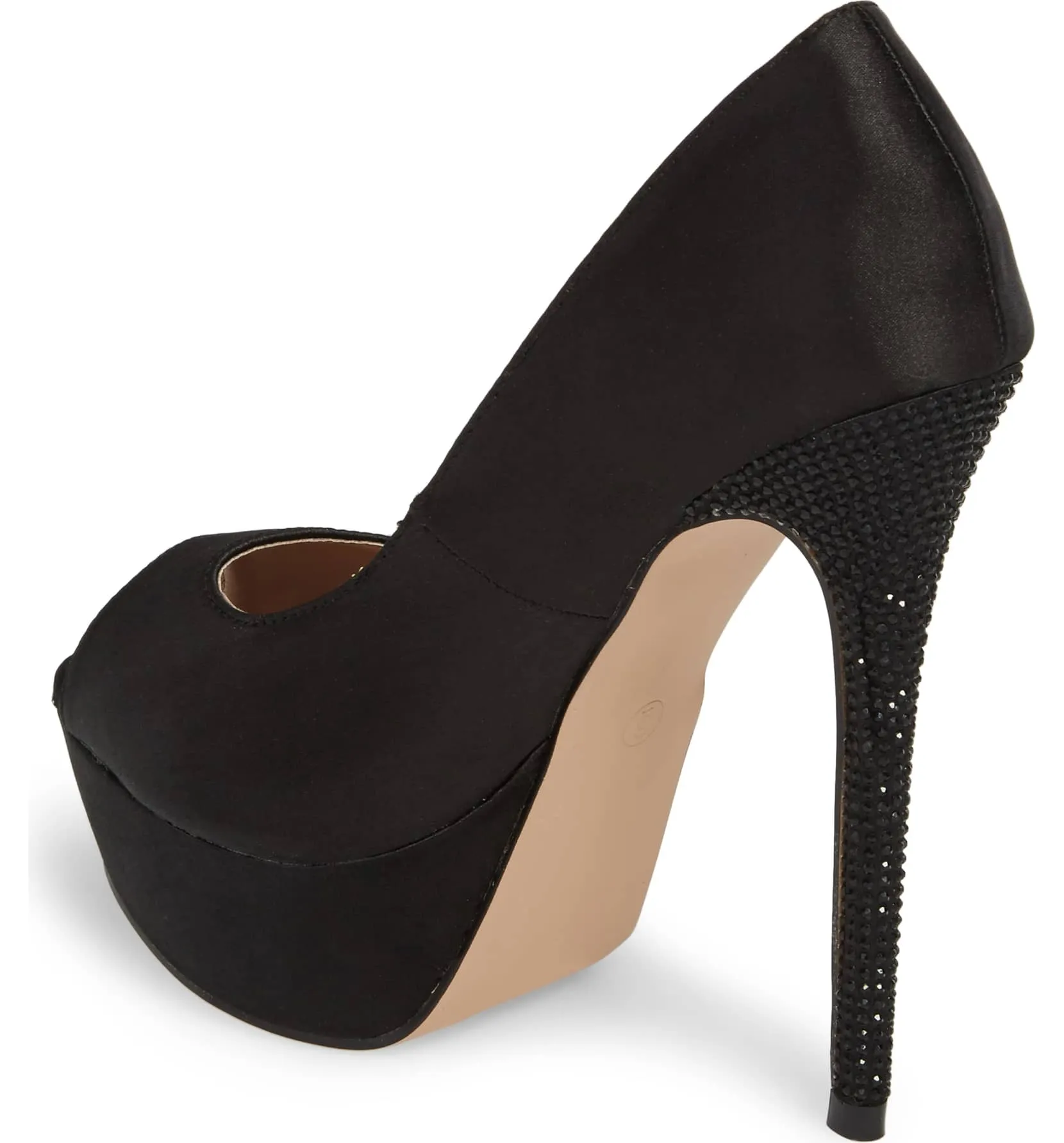 Lauren Lorraine Black Peep-Toe Platform Pump Super High Heel Formal Pumps