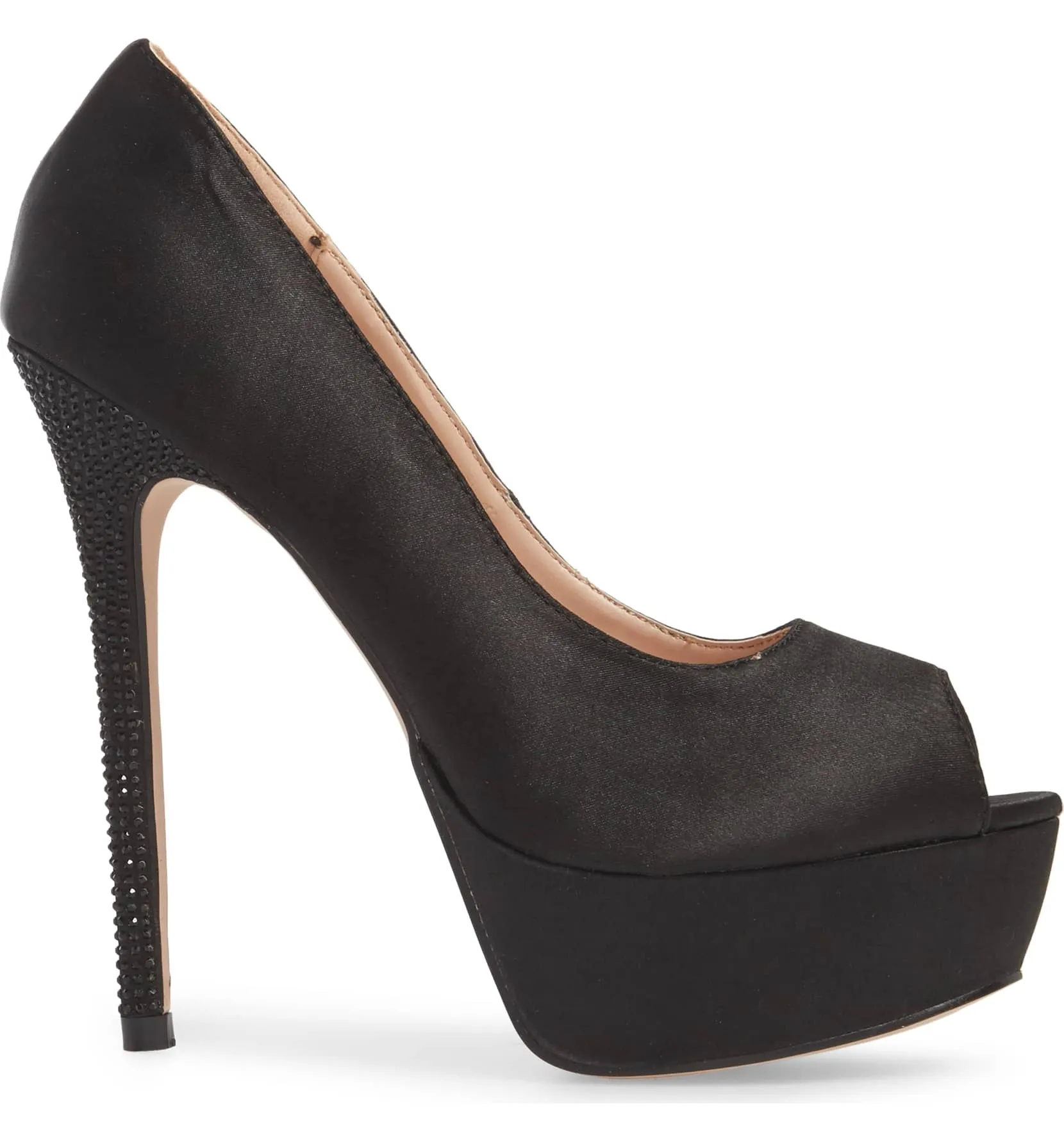 Lauren Lorraine Black Peep-Toe Platform Pump Super High Heel Formal Pumps