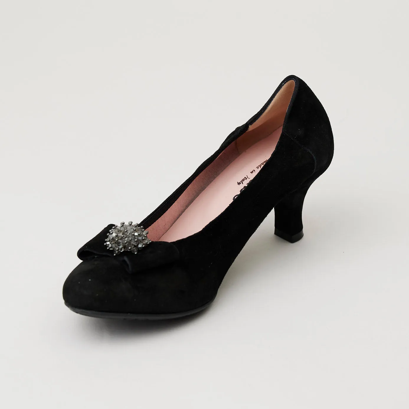 Le Babe Black Suede Kitten Heel Pumps