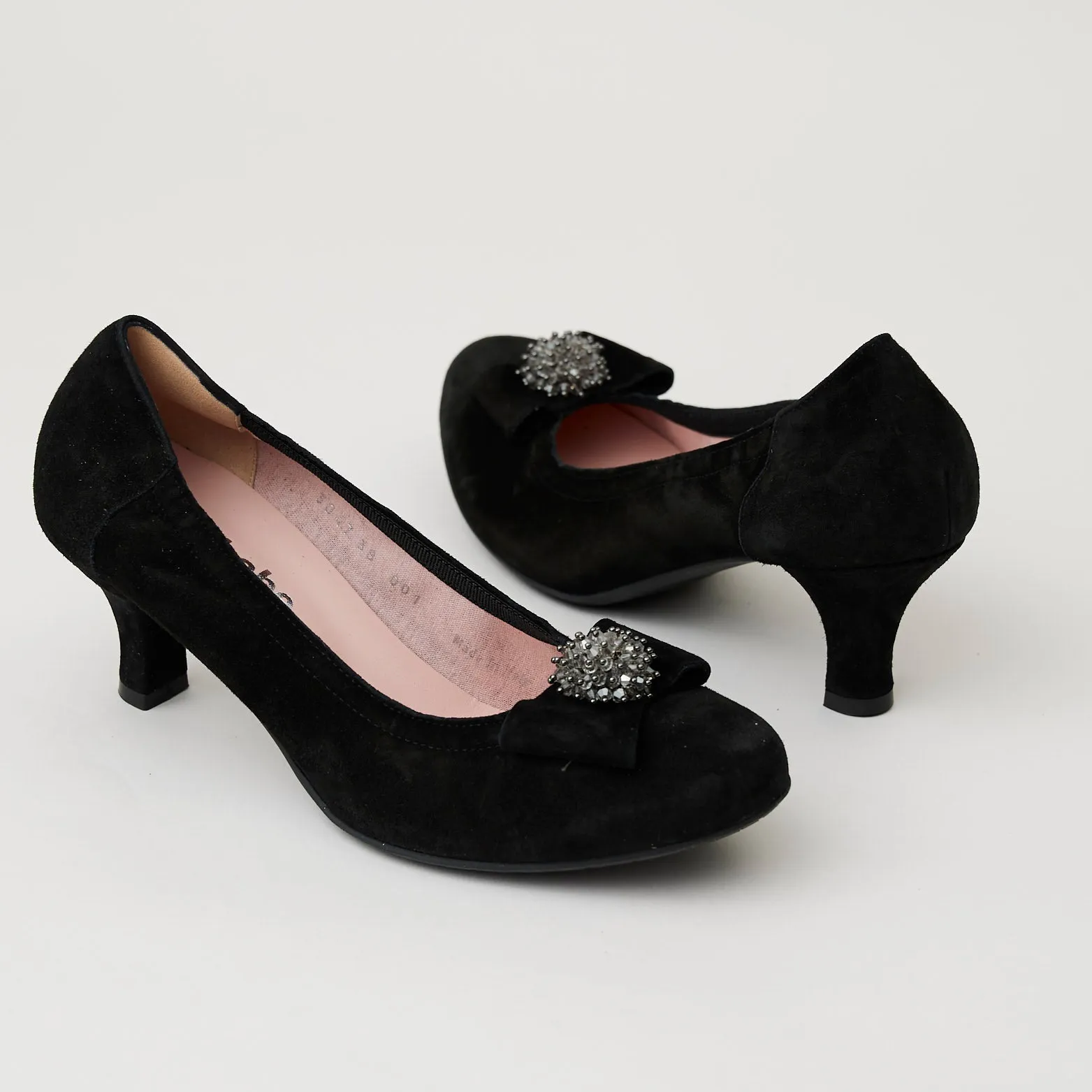 Le Babe Black Suede Kitten Heel Pumps