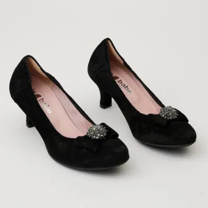 Le Babe Black Suede Kitten Heel Pumps