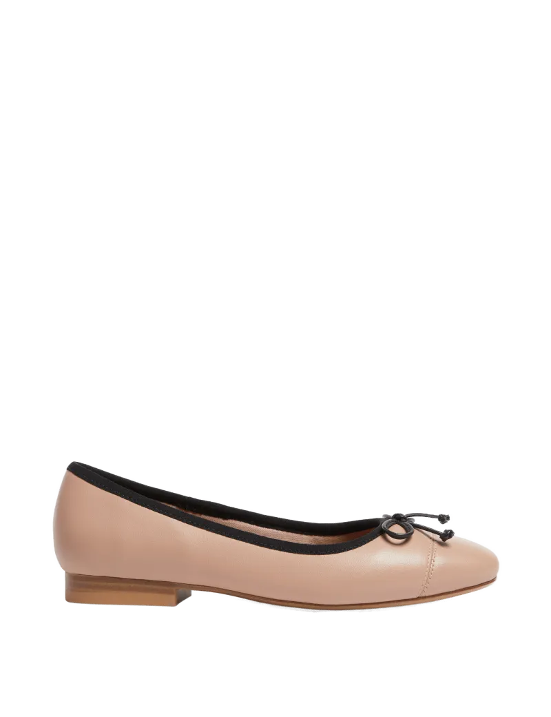 Leather Bow Flat Ballet Pumps