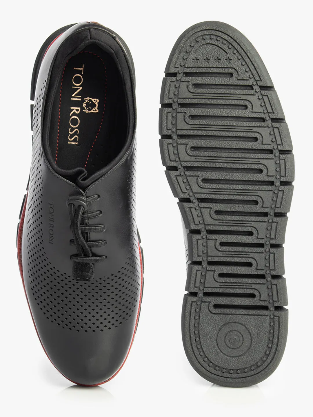 Men Black Perforation Oxford Shoes