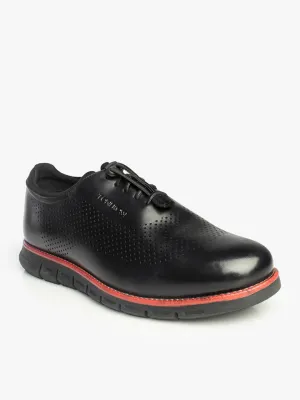 Men Black Perforation Oxford Shoes