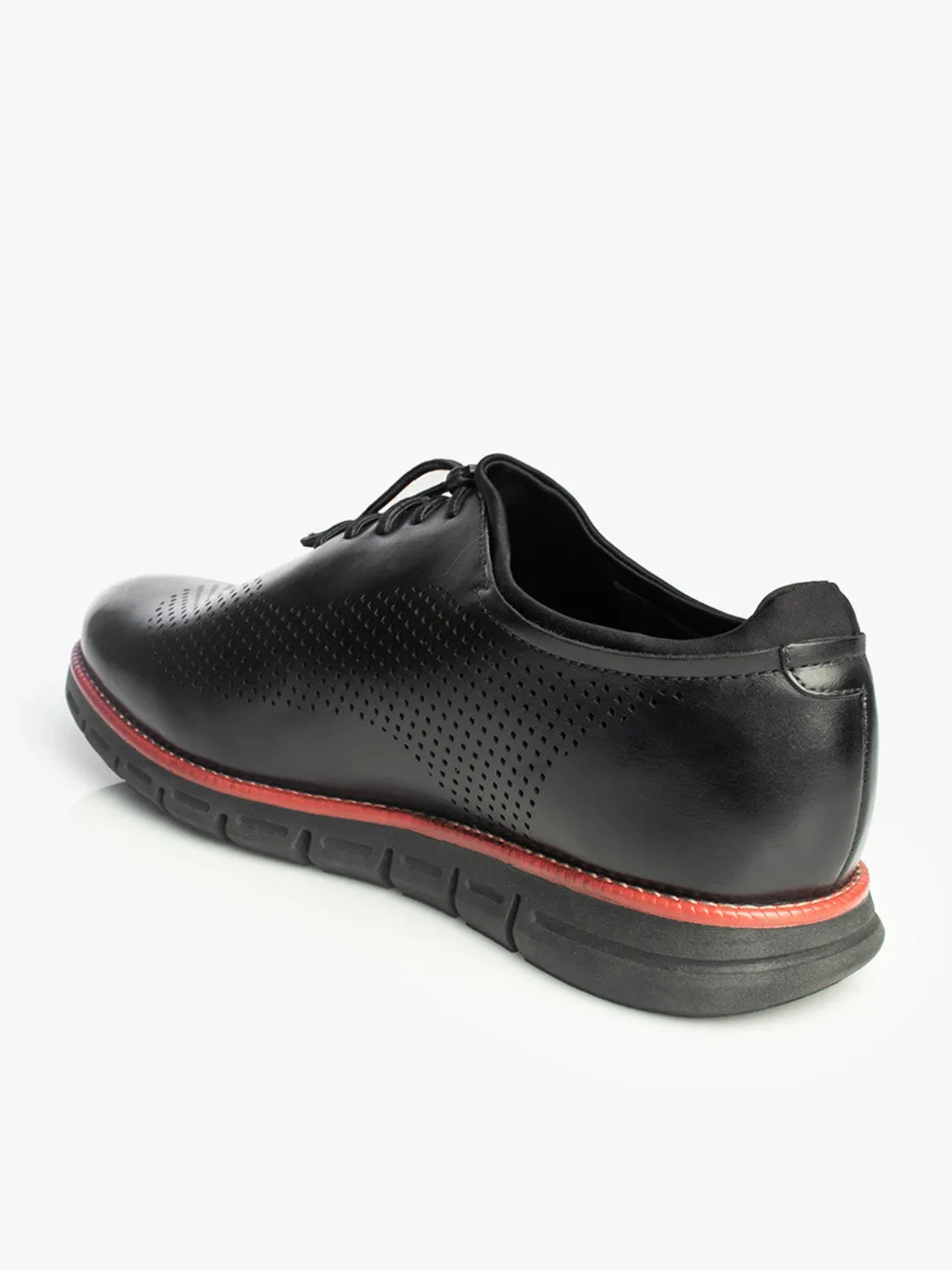 Men Black Perforation Oxford Shoes