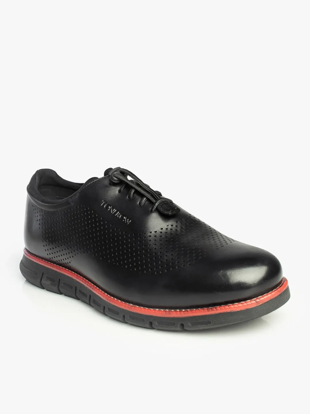 Men Black Perforation Oxford Shoes