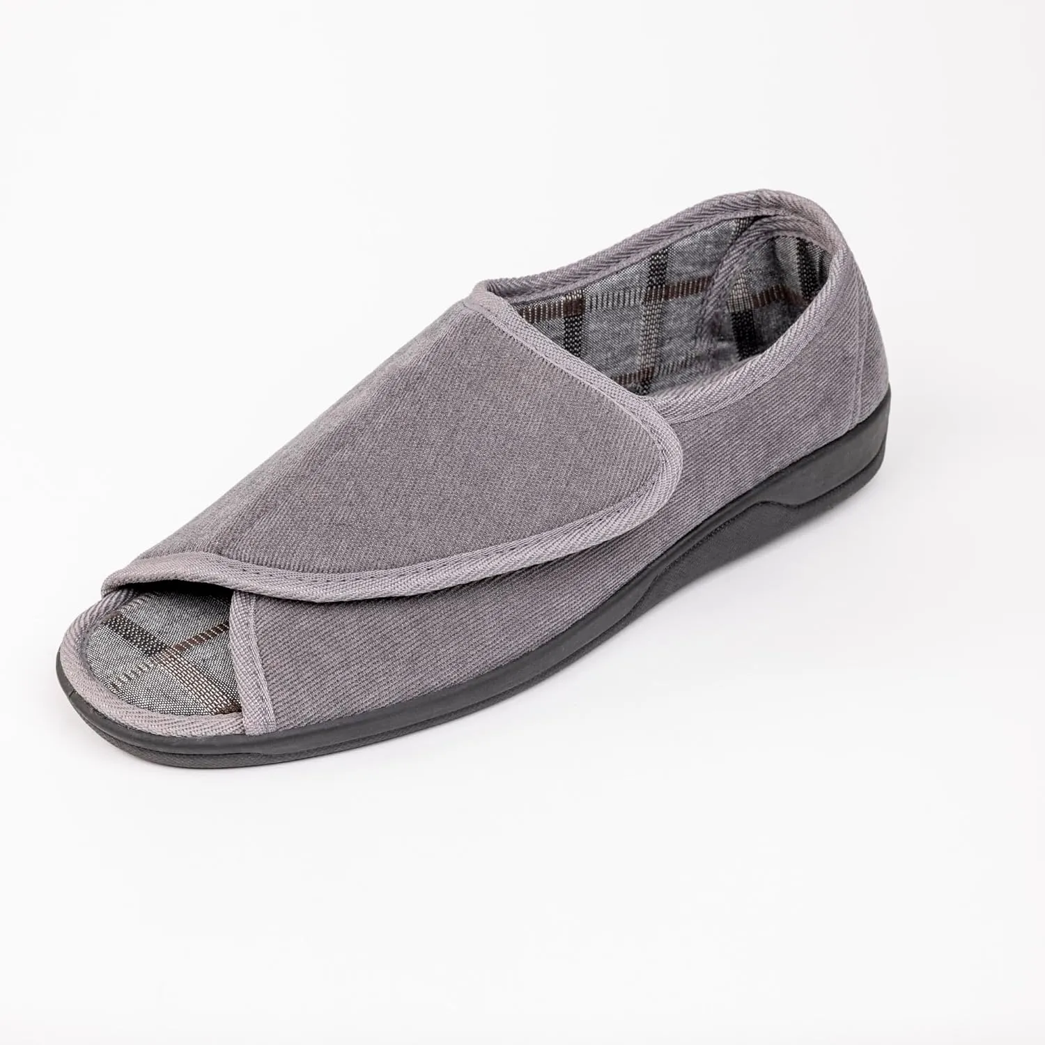 Men's Wide Furry 80-D Memory Foam Diabetic Slipper with Adjustable Closures, Wide Width Warm Plush Fleece Arthritis Edema Swollen Diabetic House Shoes Machine Washable w/Anti Slip Sole