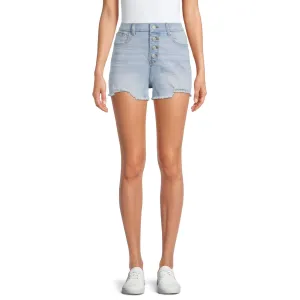 No Boundaries Juniors' Light Wash High Rise Curvy Mom Shorts
