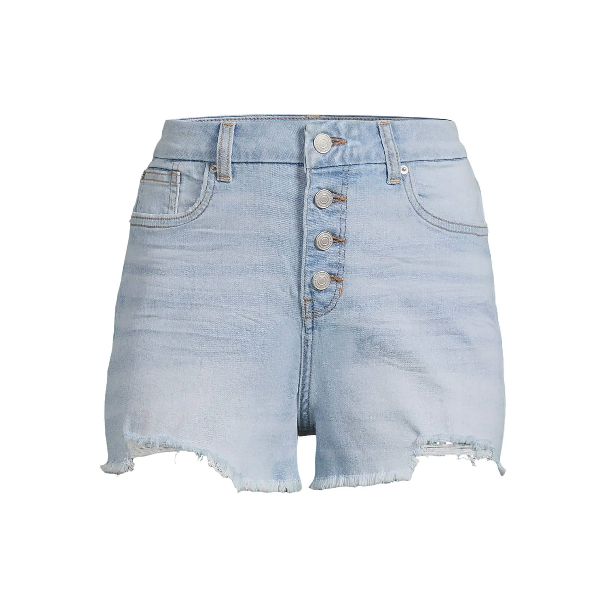 No Boundaries Juniors' Light Wash High Rise Curvy Mom Shorts