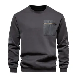 Opstndz - Heren Sweater Met Ronde Hals En Ritszak - Casual Stijl - Heren Trui