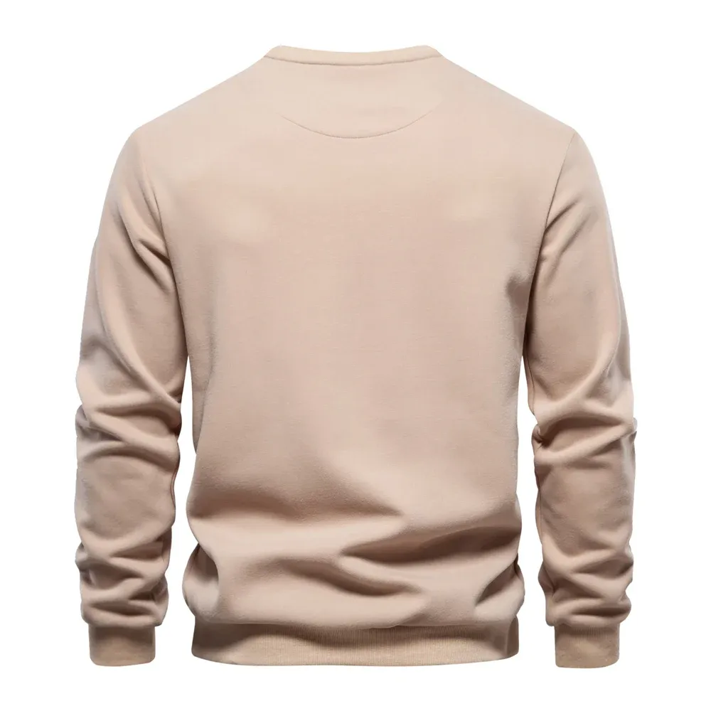 Opstndz - Heren Sweater Met Ronde Hals En Ritszak - Casual Stijl - Heren Trui