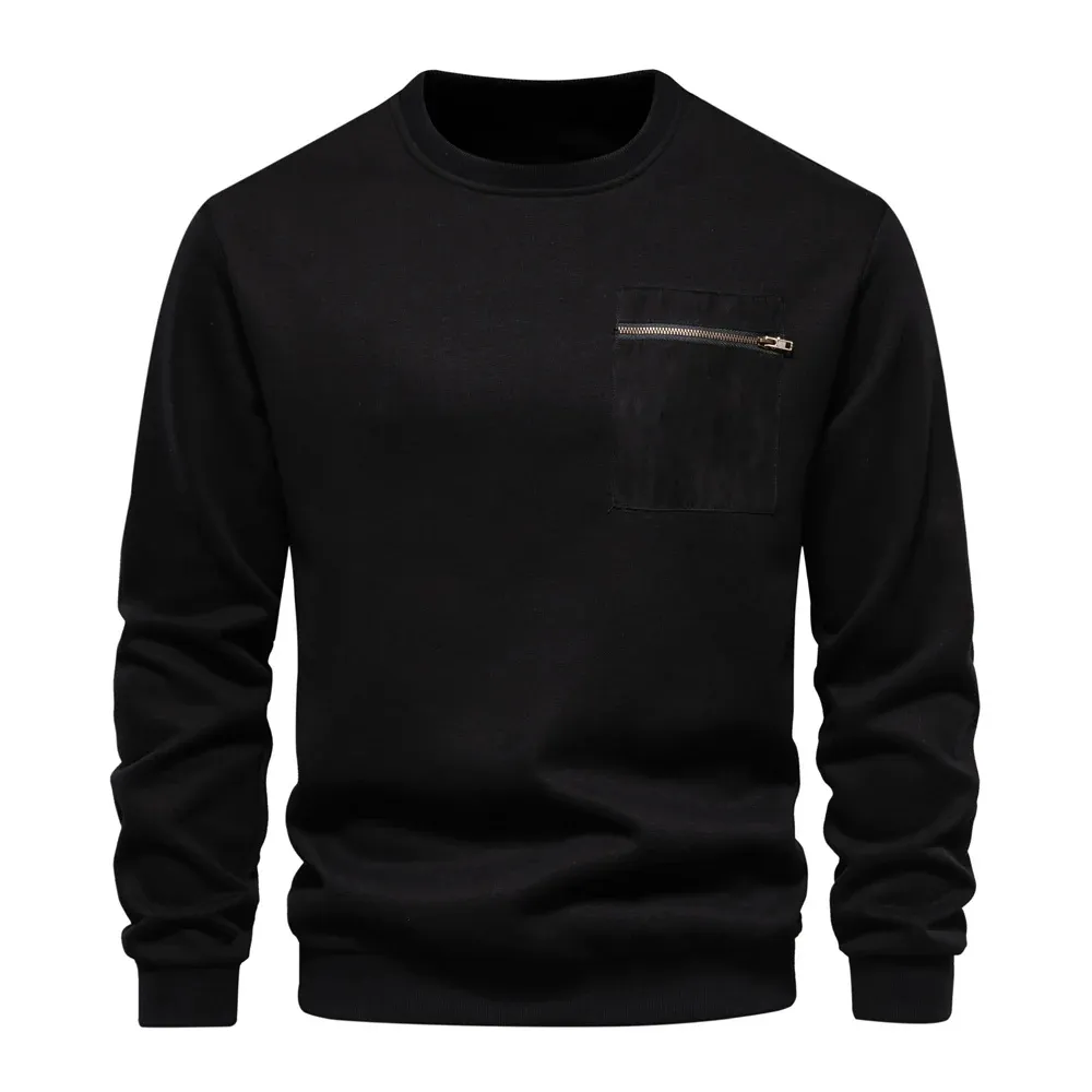 Opstndz - Heren Sweater Met Ronde Hals En Ritszak - Casual Stijl - Heren Trui