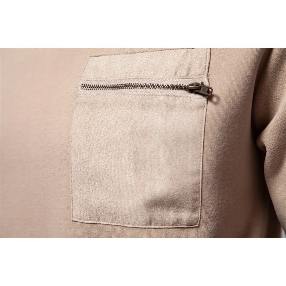 Opstndz - Heren Sweater Met Ronde Hals En Ritszak - Casual Stijl - Heren Trui