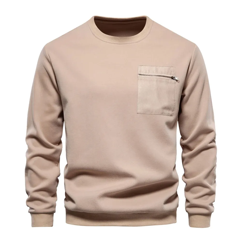 Opstndz - Heren Sweater Met Ronde Hals En Ritszak - Casual Stijl - Heren Trui