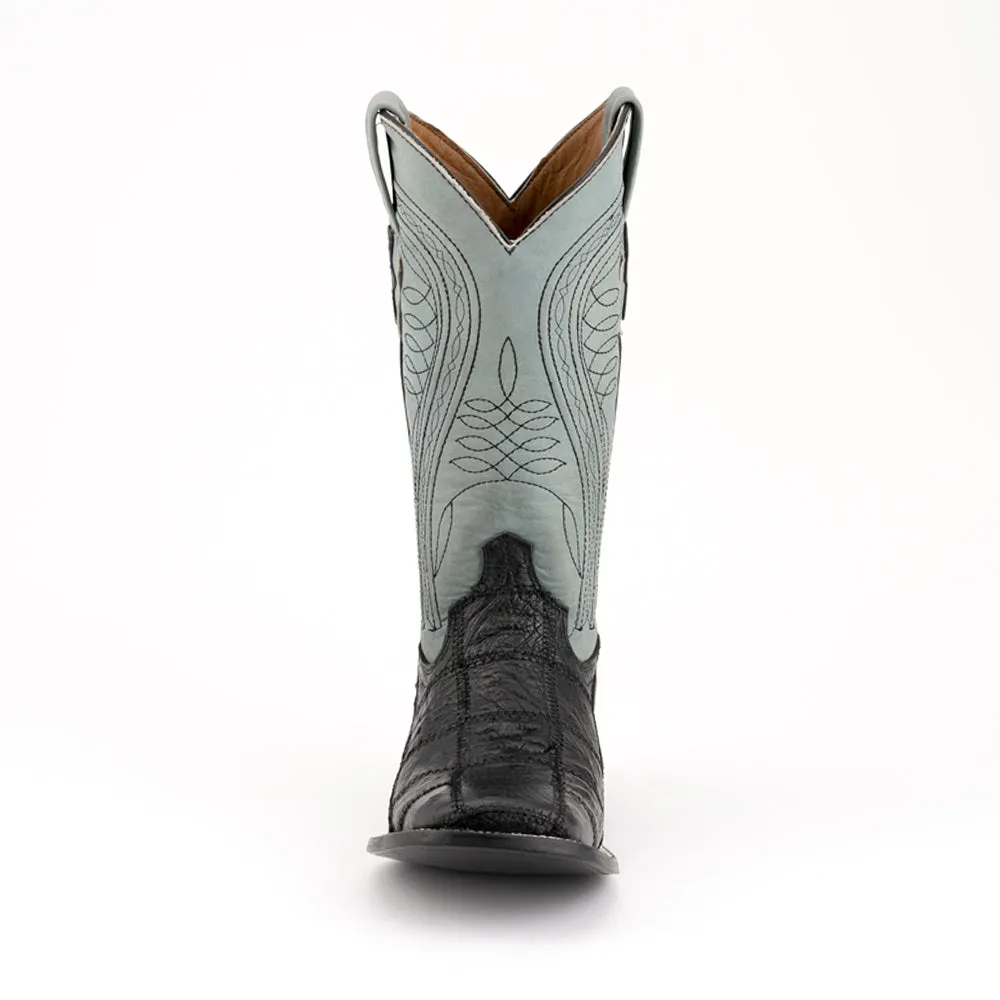Ostrich Patchwork Square Toe Cowboy Boots