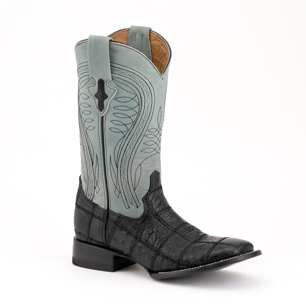 Ostrich Patchwork Square Toe Cowboy Boots