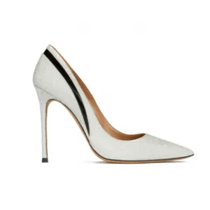 Pura Lopez Priscila Silver Glitter Pumps